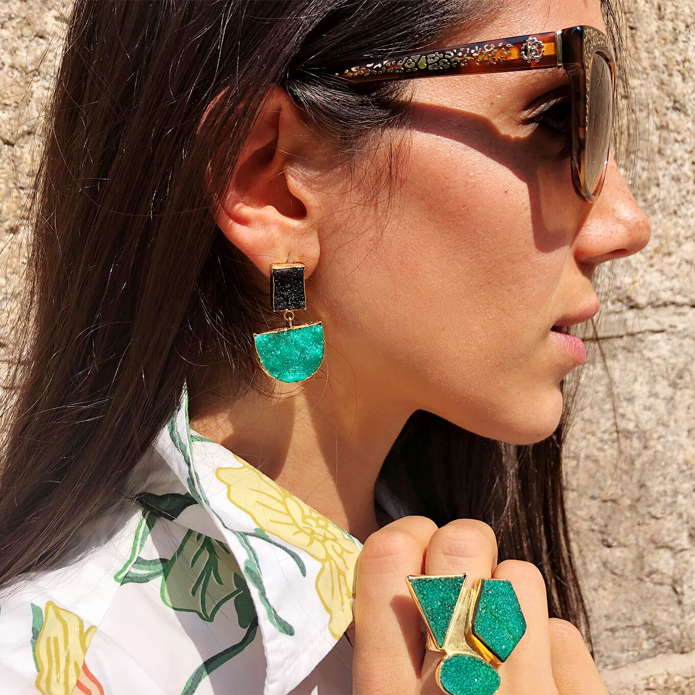 Suzanne Earrings Emerald (semi-precious)