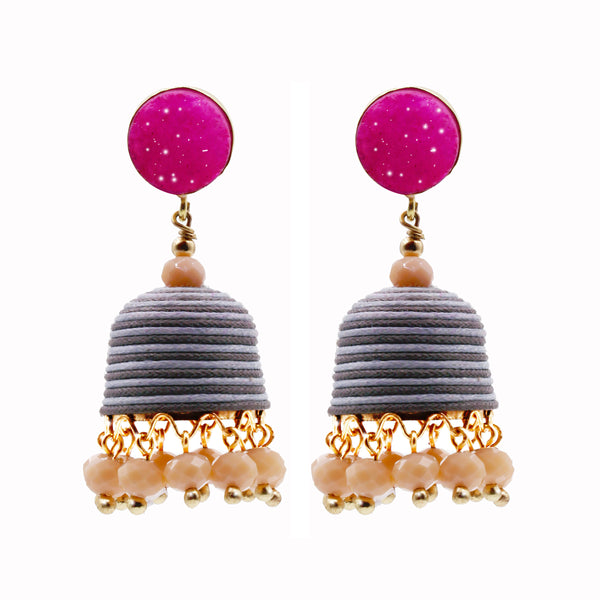 Valerie earrings - pink/grey